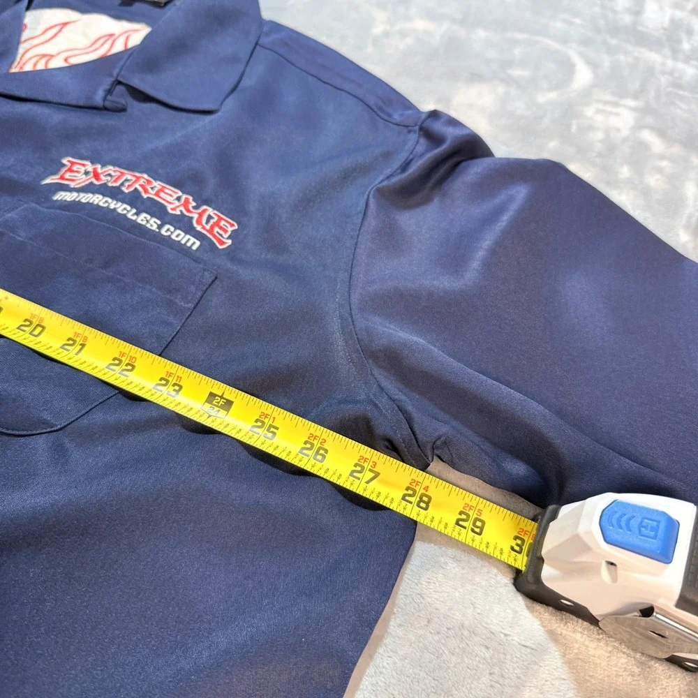 Dragonfly Clothing Company‎ XXL Navy Blue Extreme Motorcycles Button Up Shirt
